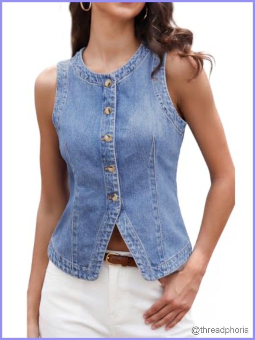 Women's Stretchy Denim Vest - Button Down Sleeveless Jean Vest Casual Outerwear